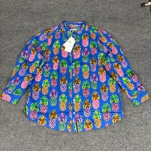 Foxcroft Zoey Plus Pineapple Long Sleeve Shirt NWT Size 16W